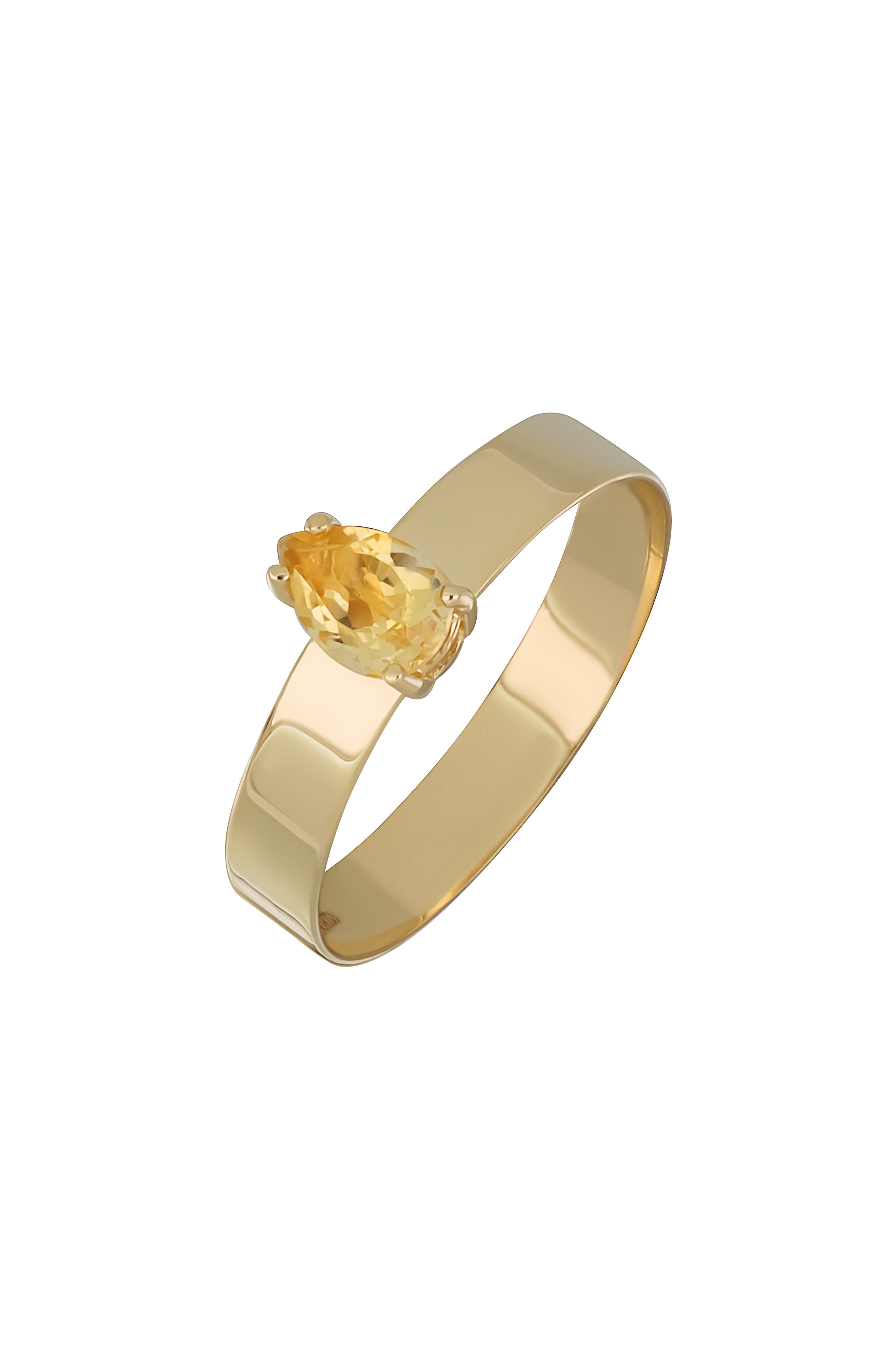 14K Yellow Gold Pear Cut Citrine Stackable Ring