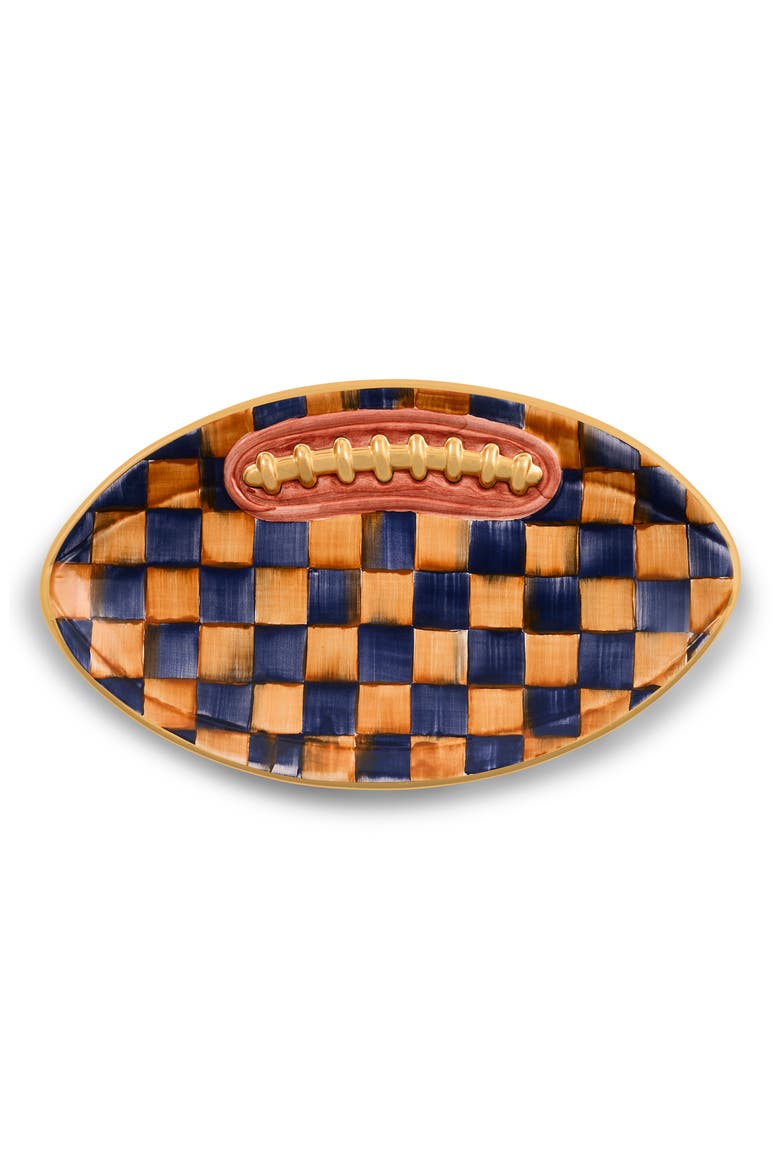 Check Football Ceramic Serving Tray, Alternate, color, ORANGE