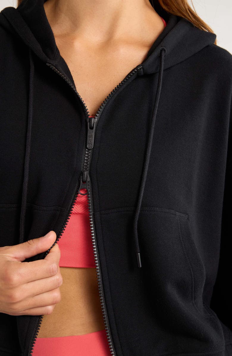 Zella Go easy Terry Zip Front Hoodie, Alternate, color, Black