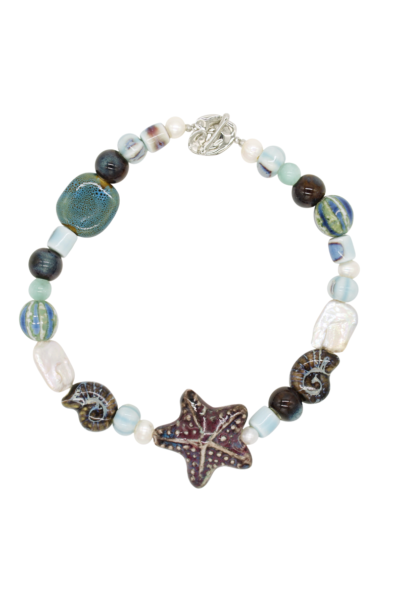Velvet Luna Pearl And Ceramic Starfish Necklace, Main, color, Multi Colored
