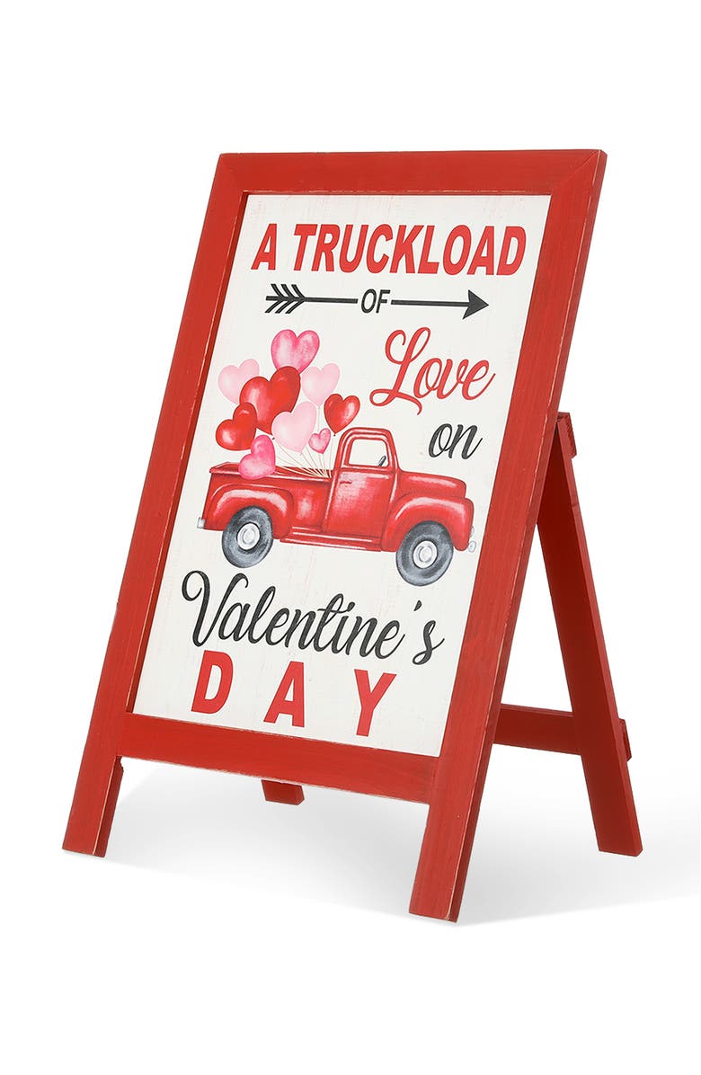 Glitzhome 24"H Valentine's Wooden Truck Porch Sign, Main, color, 