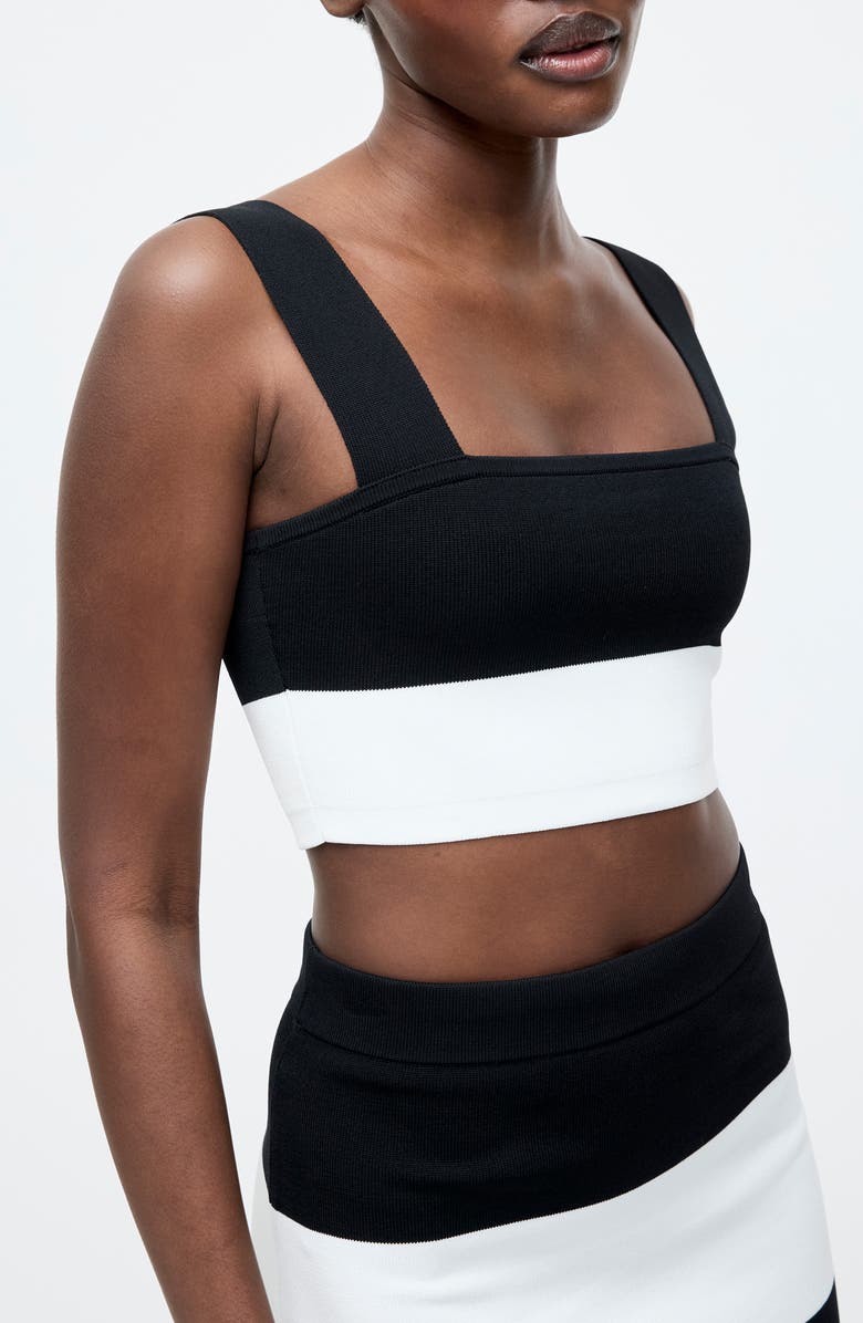 French Connection Crop Knit Tank, Alternate, color, Black Summer White