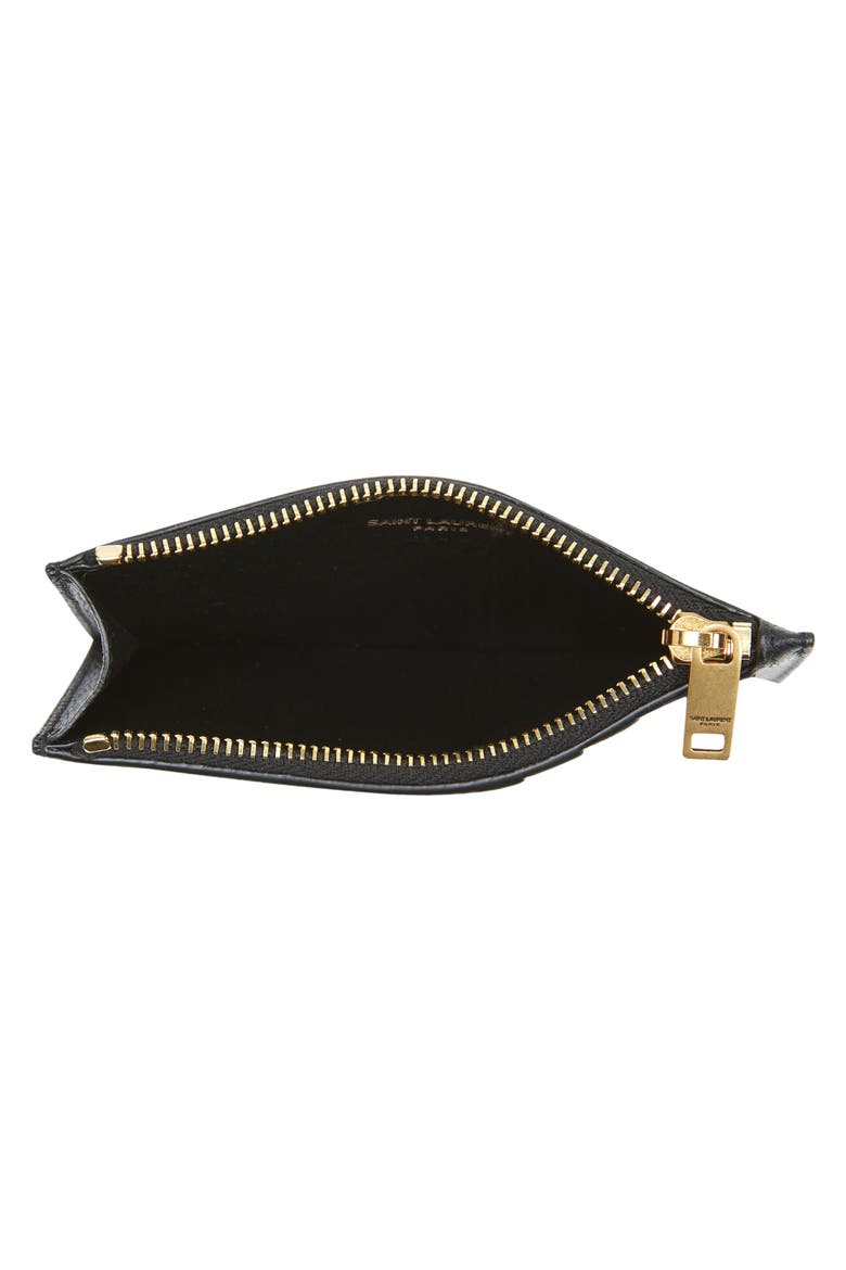 Fragments Monogram Leather Zip Card Case, Alternate, color, NERO