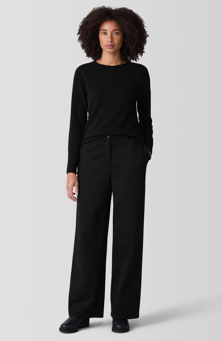 Eileen Fisher Washable Flex Ponte Wide Leg Pants, Alternate, color, Black