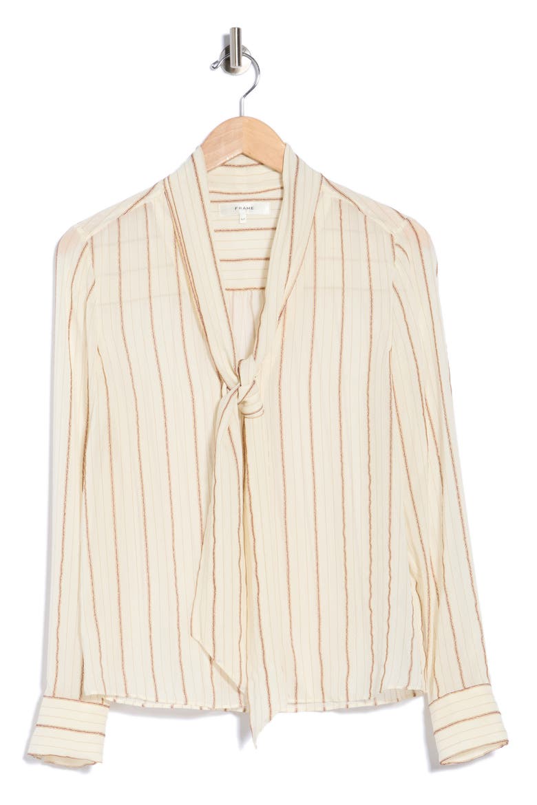 Striped Silk Tie Shirt, Main, color, CREAM MULTI