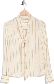 FRAME Striped Silk Tie Shirt