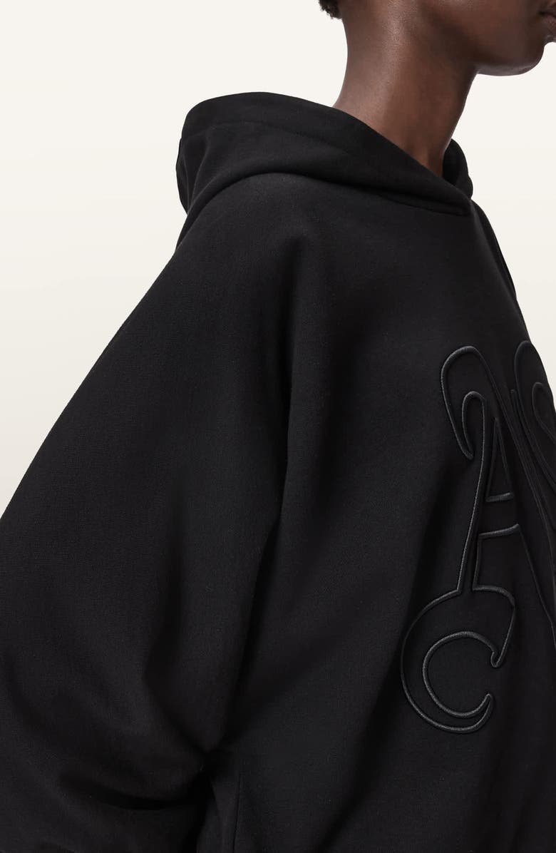 AllSaints Artia Logo Hoodie, Alternate, color, Black