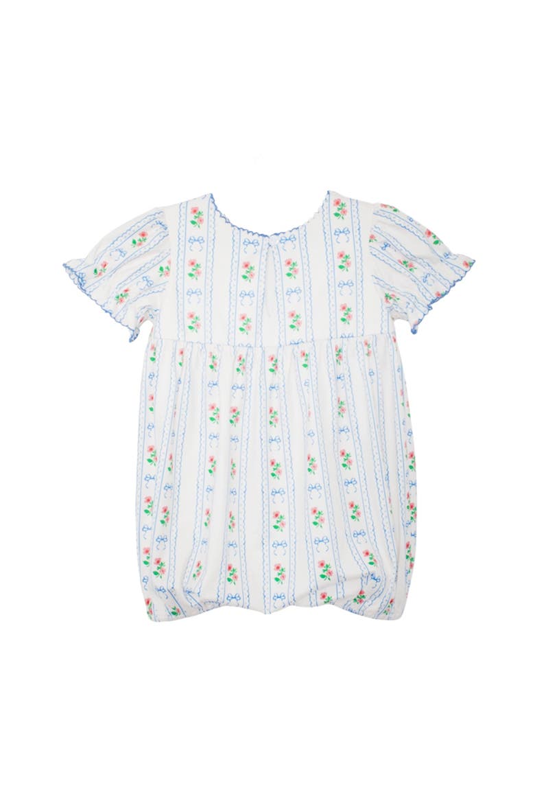 Blooms and Bows Short Gathered Ruffle Sleeve Romper, Alternate, color, Blue