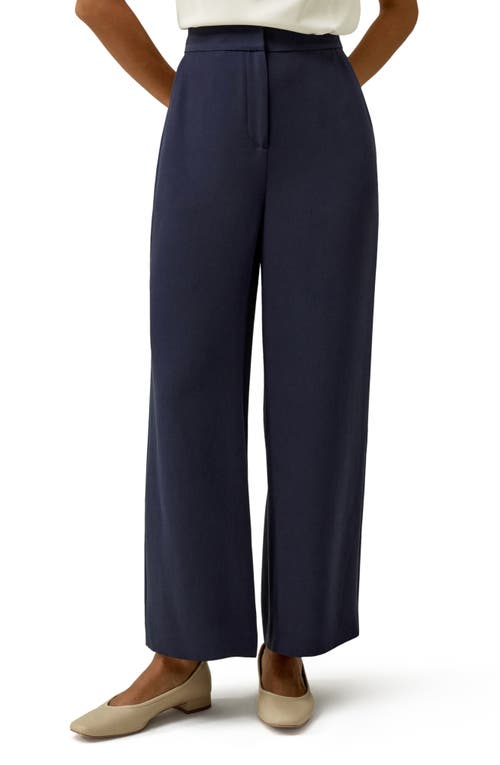 Lilysilk Silk Wide Leg Tailored Pant With Mid Rise In Royal Blue