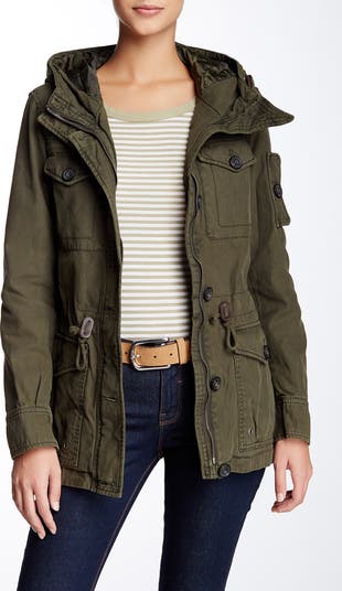 Hooded military jacket womens sale