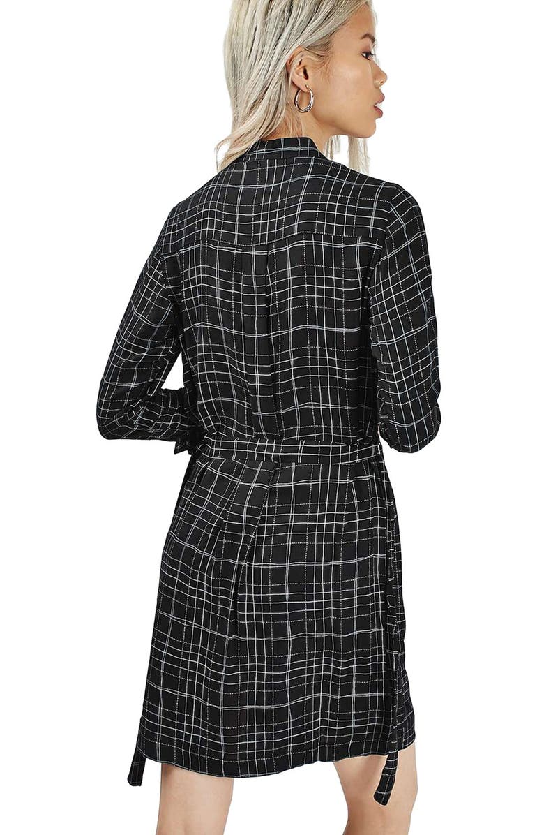 Topshop Grid Check Print Shirtdress, Alternate, color, 