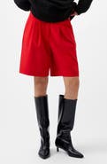 French Connection Azra Pleated Twill Bermuda Shorts