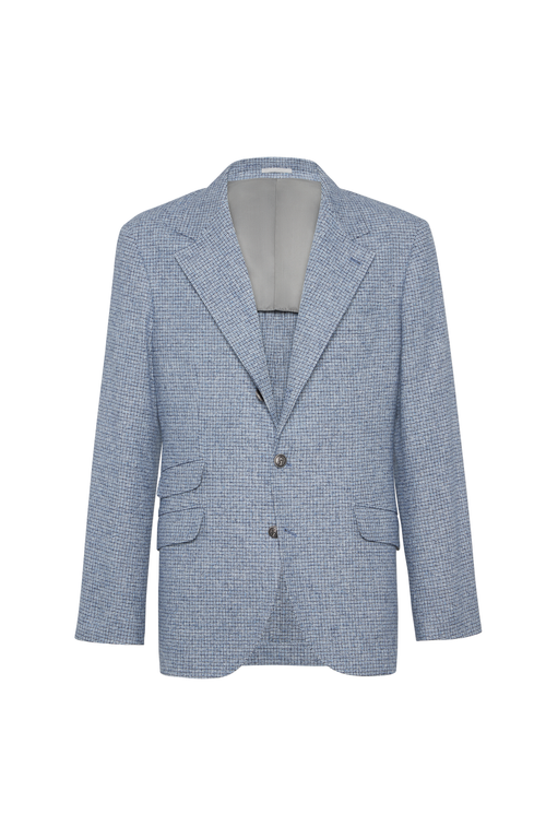 Brunello Cucinelli Check Deconstructed Blazer In Blue