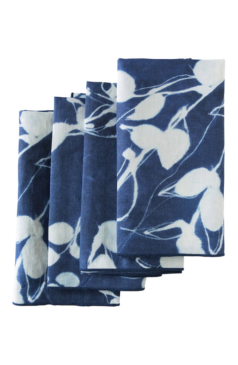 Goldie Home Porto Print in Indigo Napkin Set of 4, Main, color, Indigo