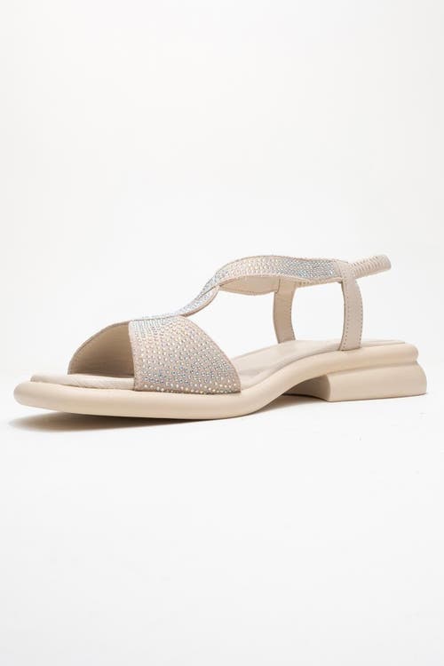 Forever & Always Shoes Sieglinde Embellished Leather Sandal In Neutral