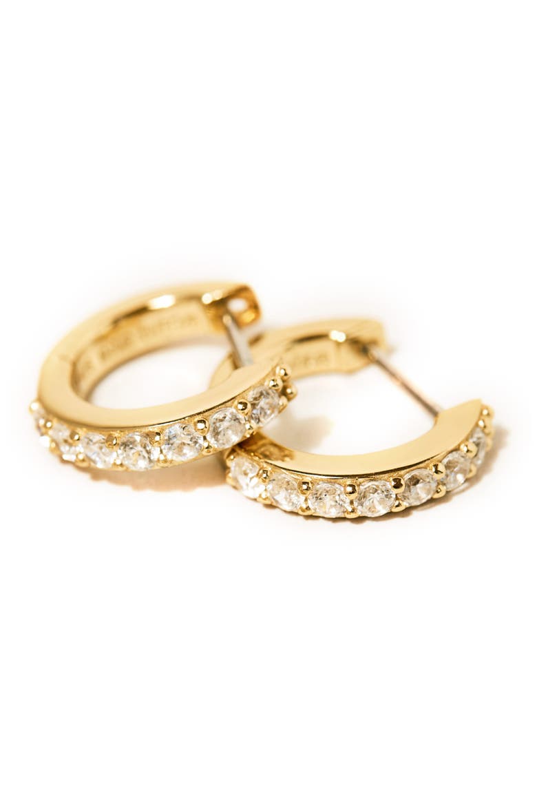Suzanne Medium Cubic Zirconia Huggie Hoop Earrings, Alternate, color, GOLD CLEAR