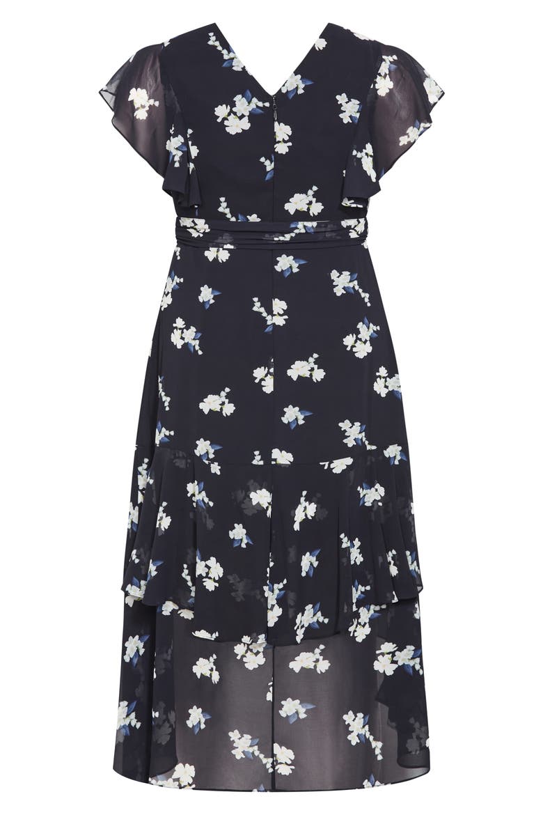 Demure Floral Faux Wrap High-Low Dress, Alternate, color, DEMURE FLORAL
