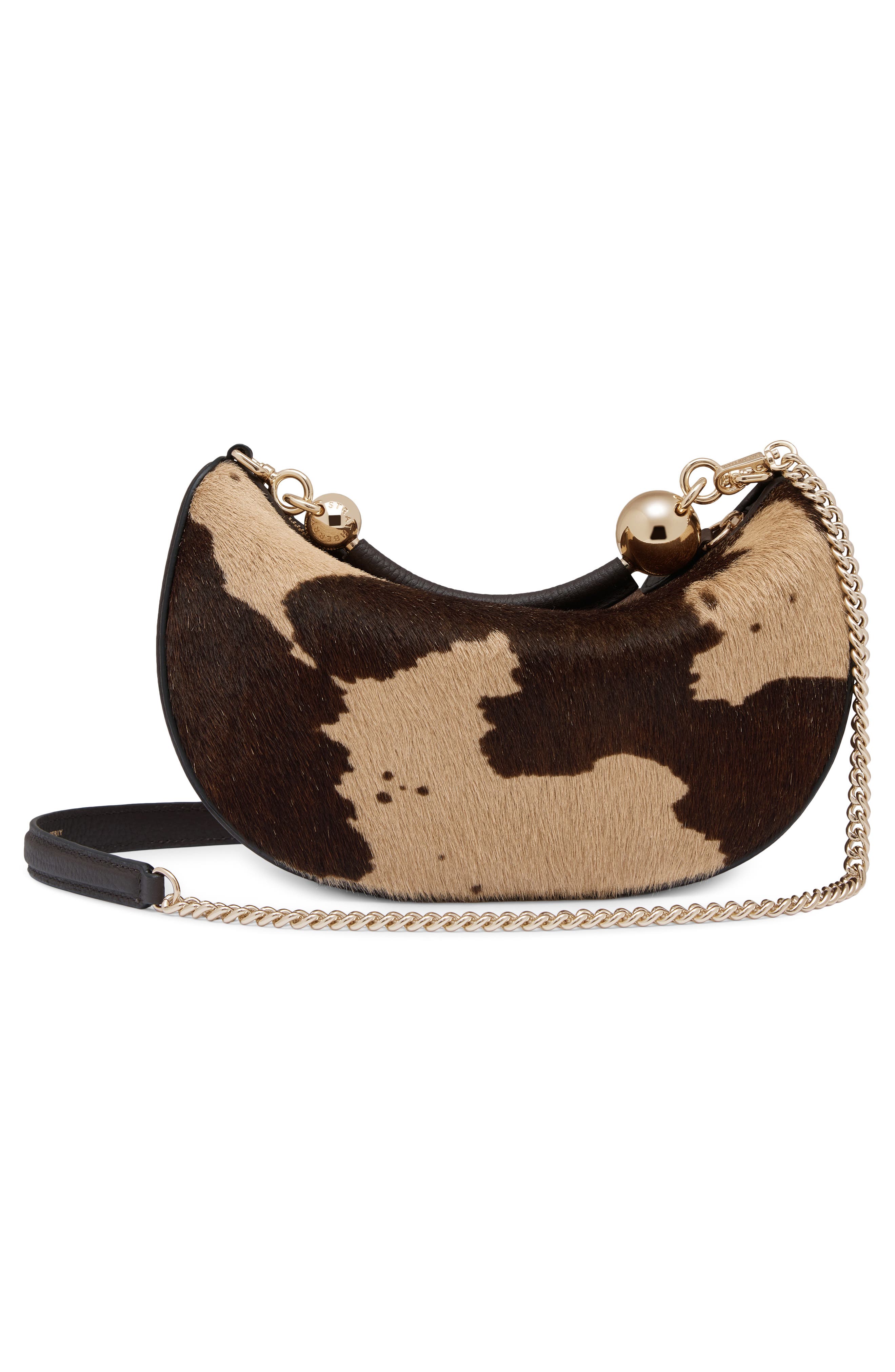 Mini Crescent Moon Genuine Calf Hair Shoulder Bag, Alternate, color, PRINTED SPOT