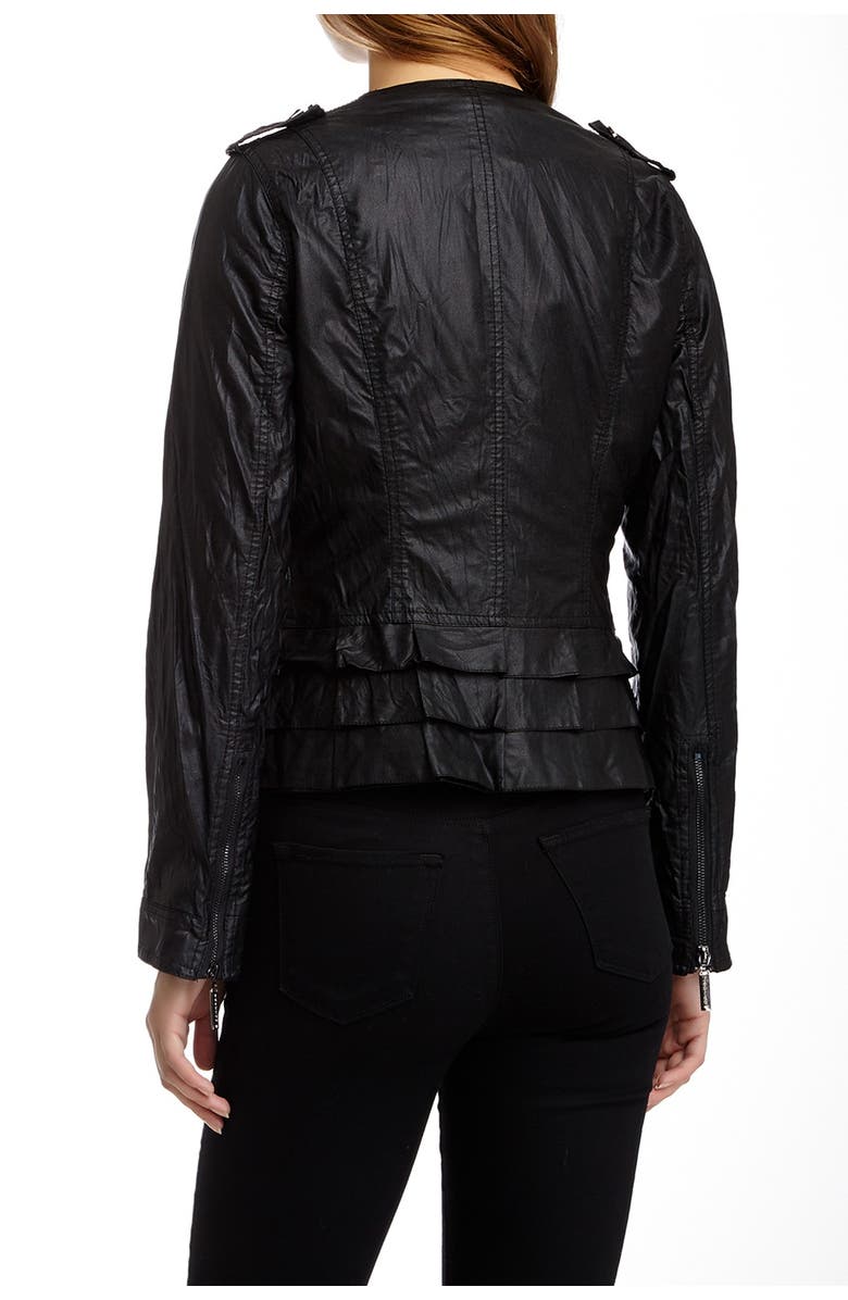 Vertigo Paris Faux Leather Ruffled Jacket, Alternate, color, 