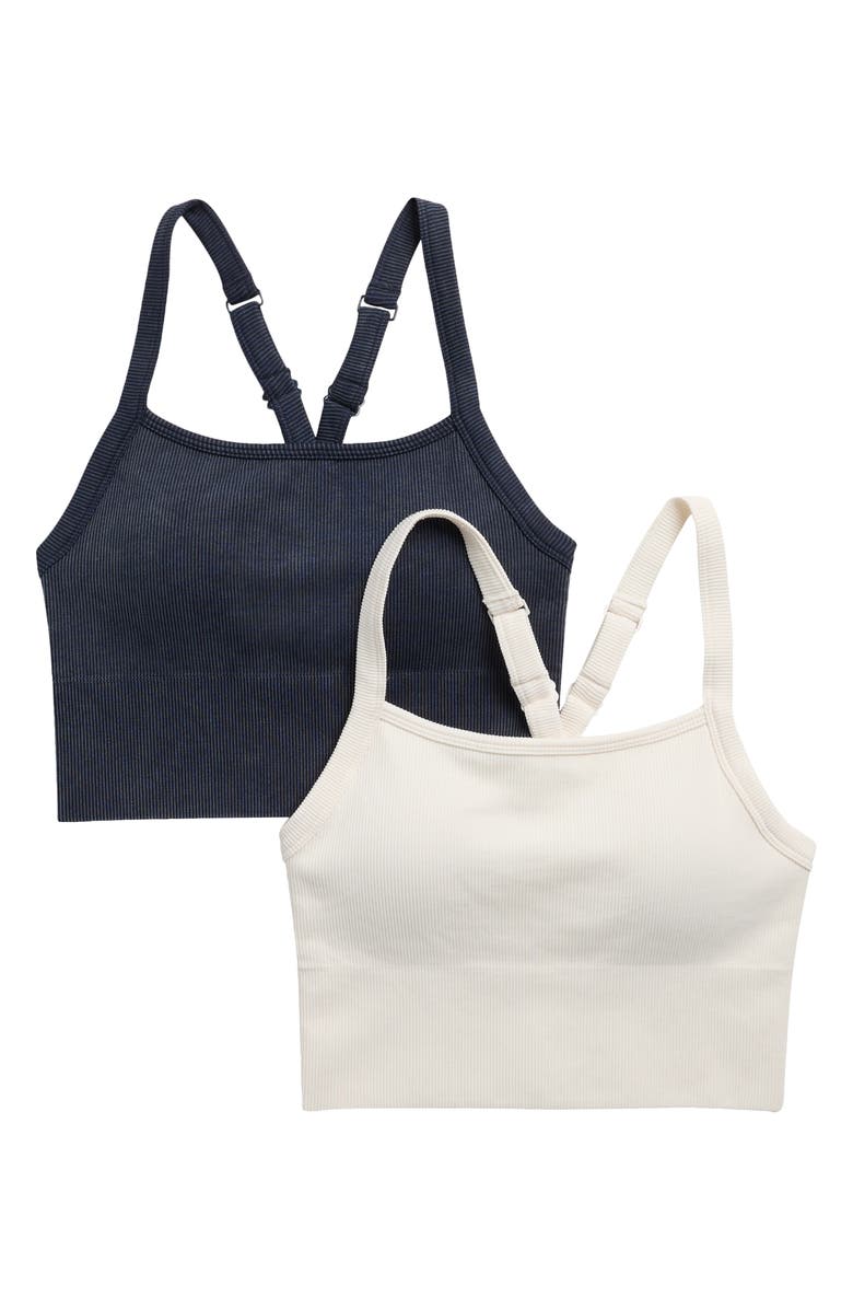 YOGALICIOUS Stonewash 2-Pack Seamless Sports Bras, Main, color, Naval Academy/ Sugar Swizzle