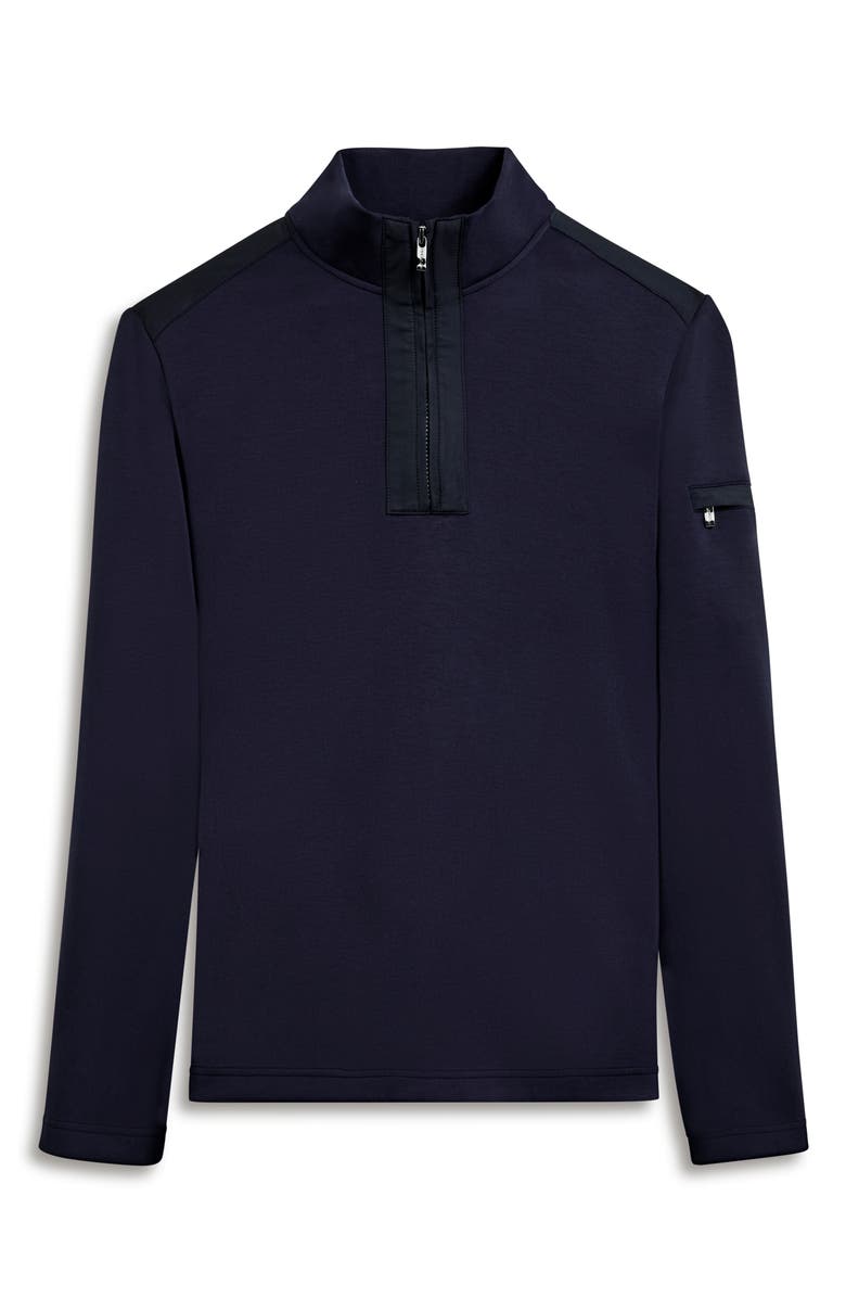 Bugatchi Soft Touch Quarter Zip Pullover, Alternate, color, Navy