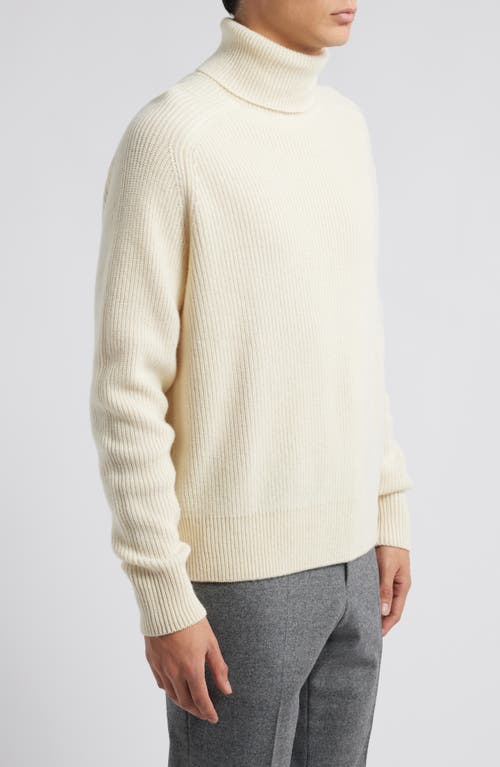 Shop Hugo Boss Boss Evento Recycled Wool Turtleneck Sweater In White