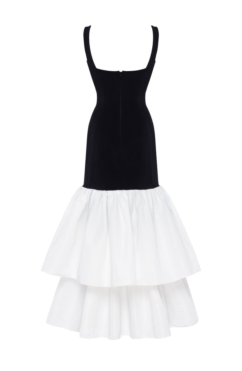Milla Fitted Maxi Dress With Puffy Tiered Skirt, Alternate, color, Black&White