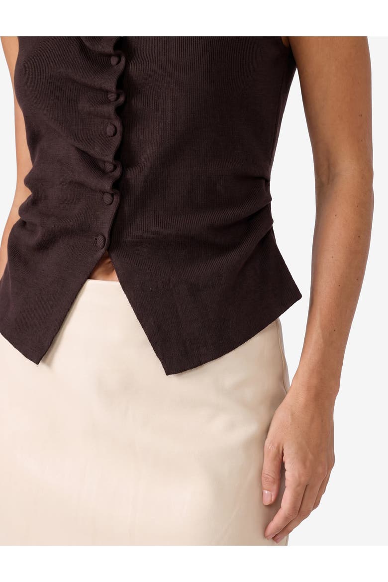 High Neck Knit Vest, Alternate, color, BROWN