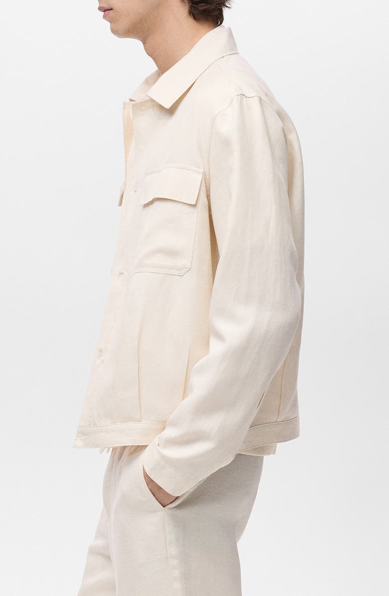 MANGO Camp Collar Lyocell & Linen Shirt-Jacket, Alternate, color, Ivory White