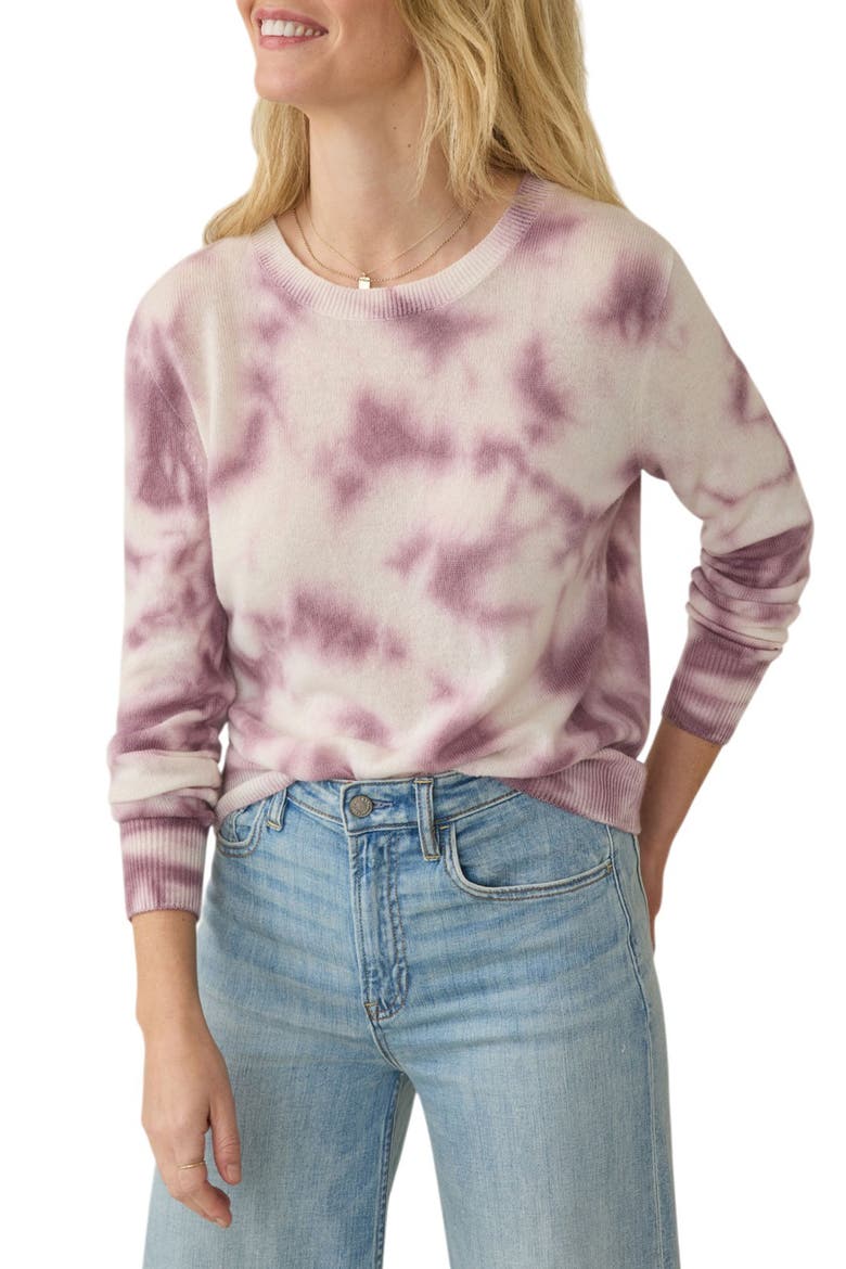 Cashmere Crewneck Sweater, Main, color, ORCHID TIE DYE