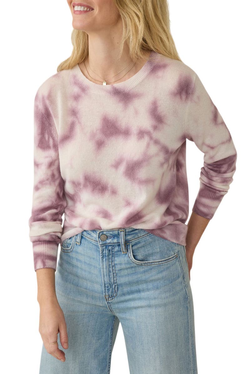 Faherty Cashmere Crewneck Sweater, Main, color, Orchid Tie Dye