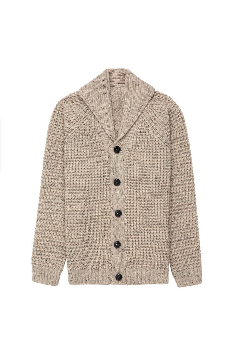 Celtic & Co. British Waffle Stitch Cardigan, Alternate, color, Oatmeal Fleck