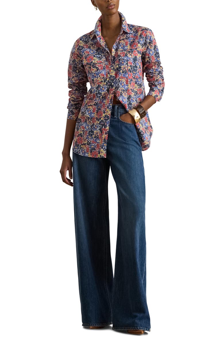 Lauren Ralph Lauren High Waist Wide Leg Jeans, Alternate, color, Maxen Wash Blue