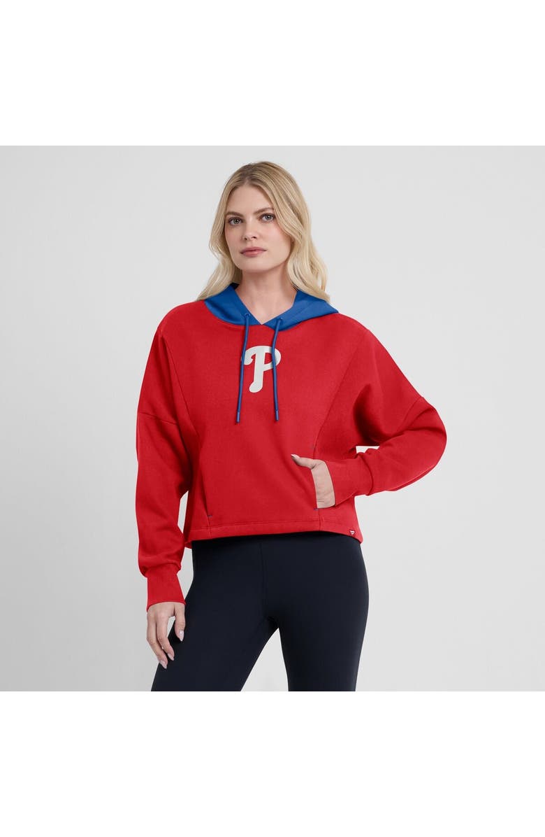 FANATICS Women's Fanatics Red Philadelphia Phillies Oversized High Hip Legacy Fleece Pullover Hoodie, Alternate, color, Red