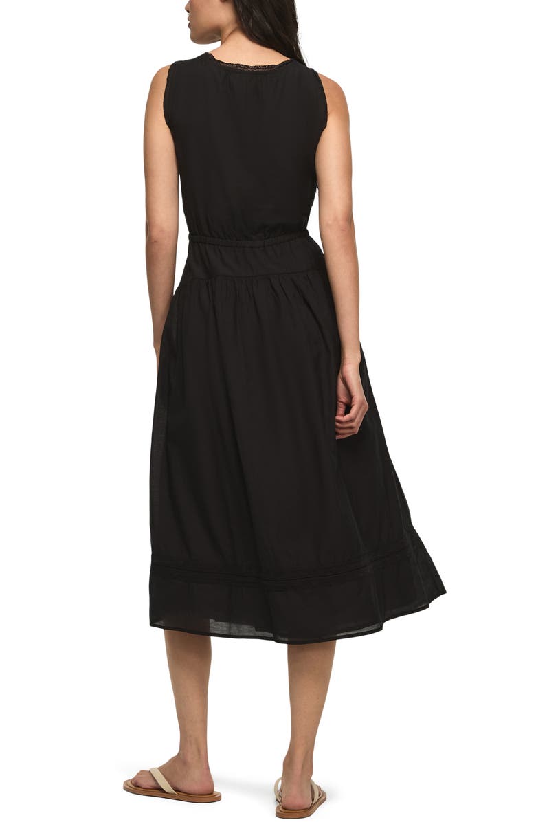 Lucky Brand Lace Inset Sleeveless Midi Dress, Alternate, color, Caviar