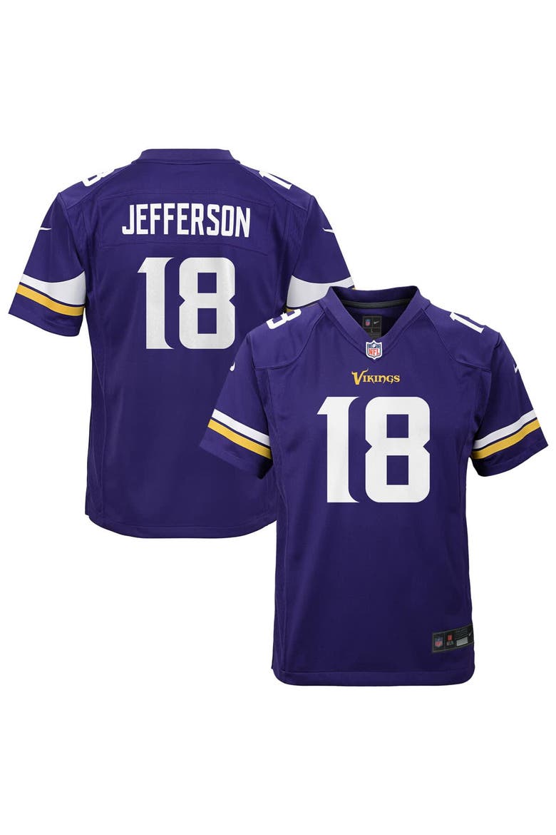 Youth Nike Justin Jefferson Purple Minnesota Vikings Game Jersey, Alternate, color, Purple