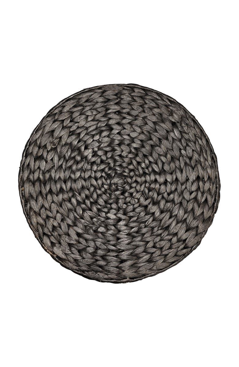 HAPPIMESS Addie 17.72" Modern Coastal Handwoven Water Hyacinth Storage Ottoman with Lid, Alternate, color, Black