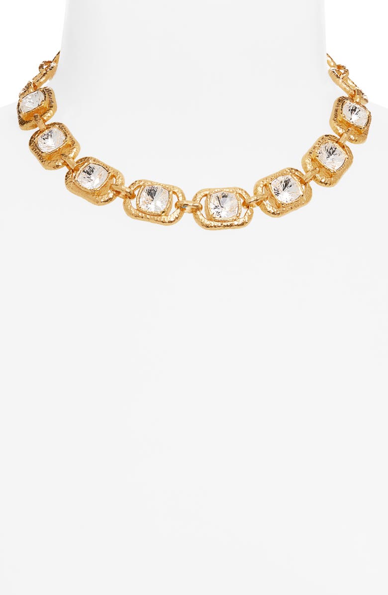 Oscar de la Renta Rectangle Crysal Chain Necklace, Alternate, color, Crystal