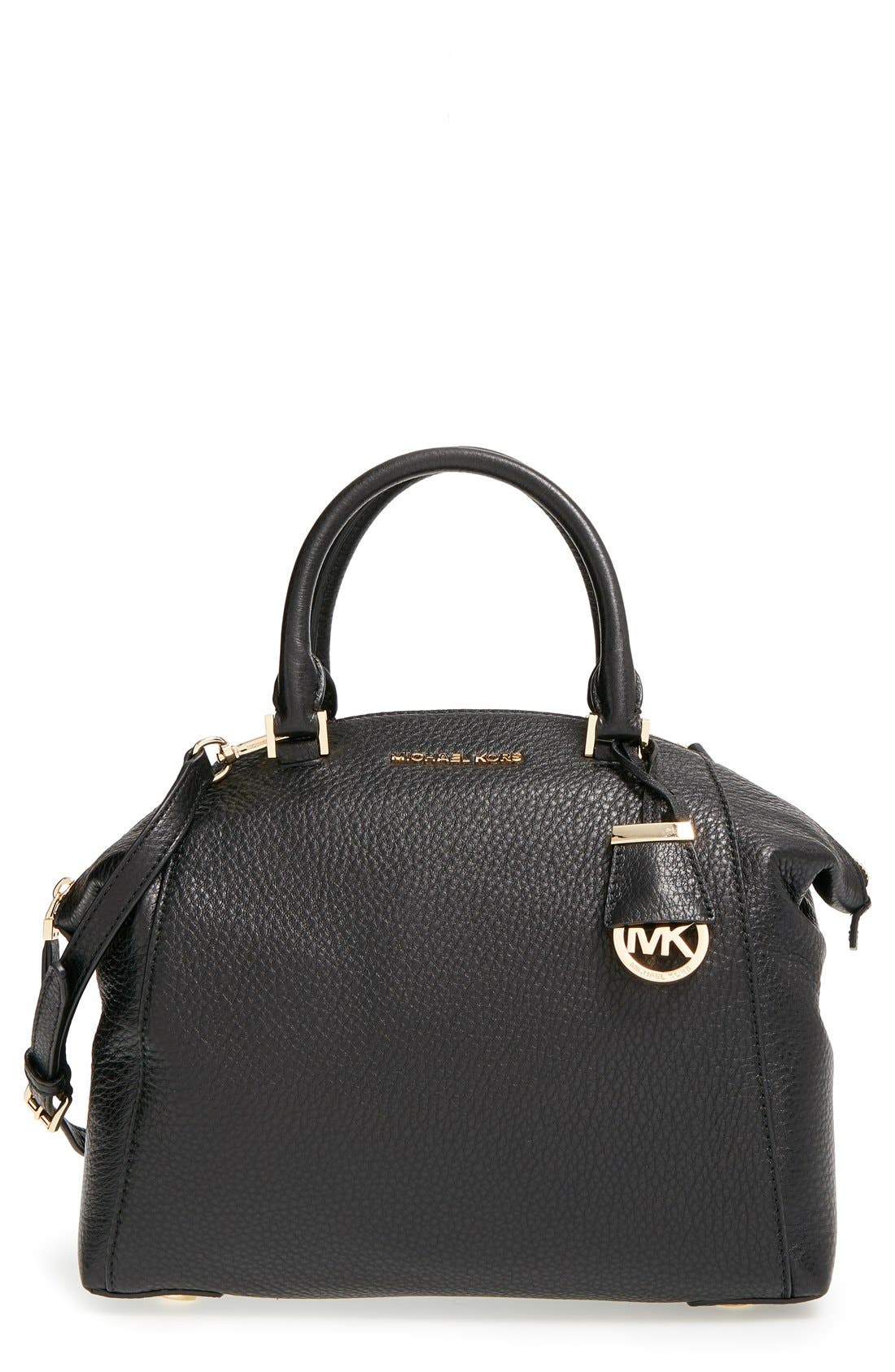 'Medium Riley' Satchel, Main, color, BLACK