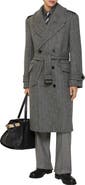 Burberry Long Herringbone Wool Trench Coat