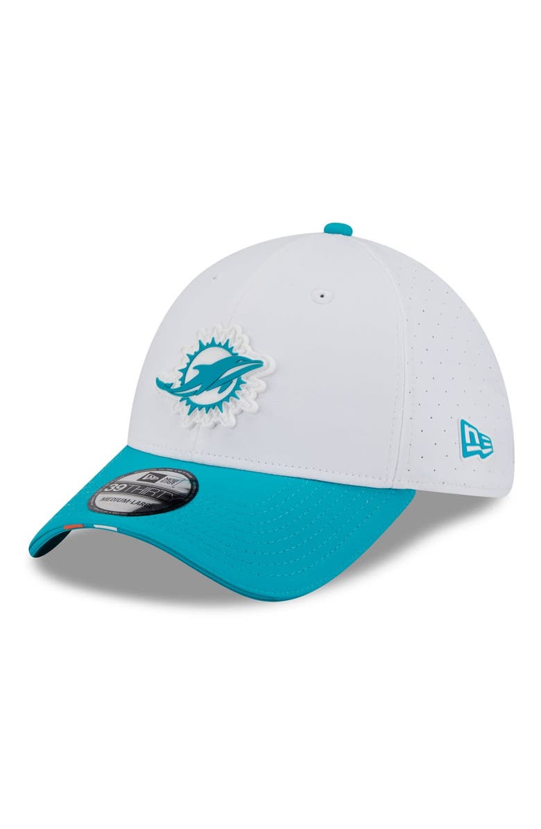 New Era Men's New Era White/Aqua Miami Dolphins 2025 NFL Training Camp 39THIRTY Flex Hat, Alternate, color, White