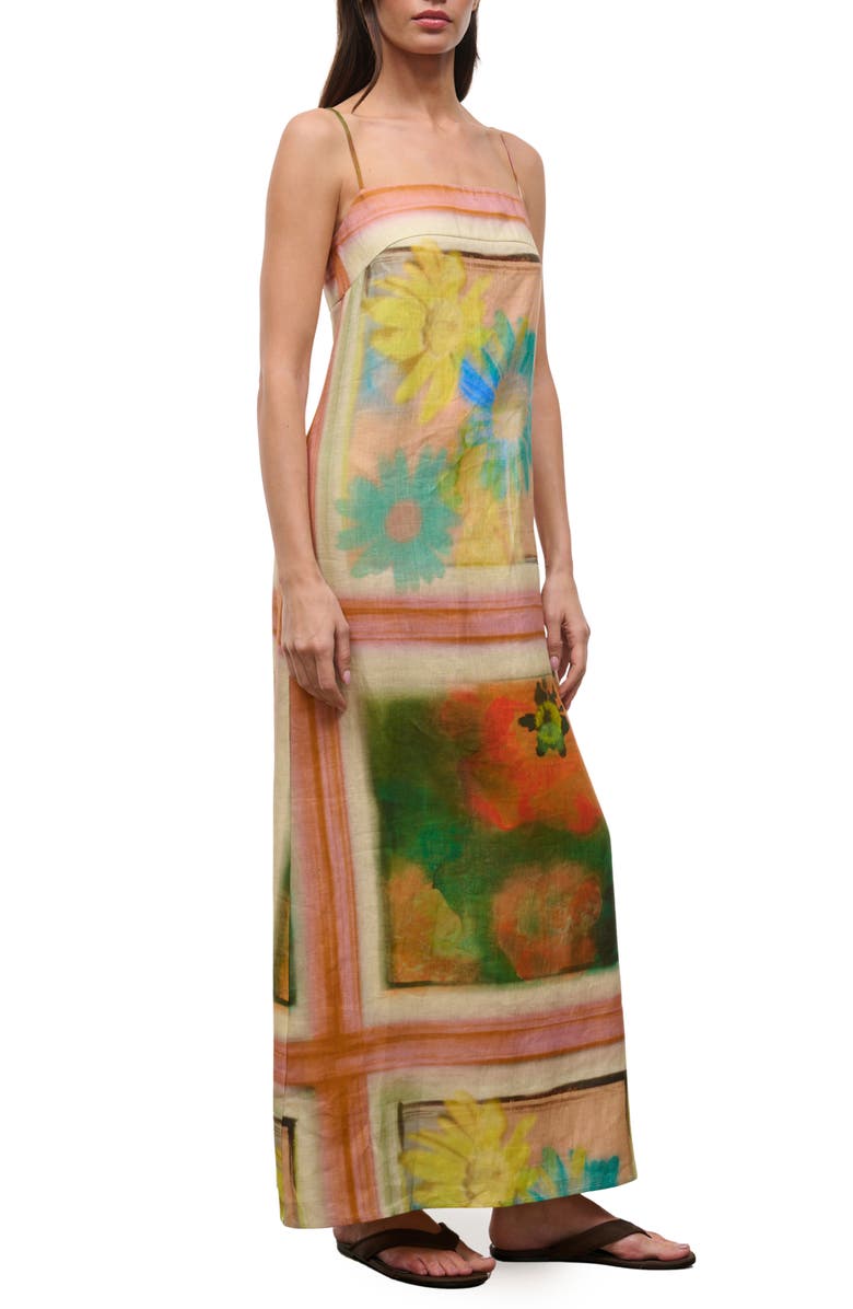 STAUD Laura Sleeveless Linen Maxi Dress, Alternate, color, Superbloom