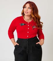 Unique Vintage Plus Size Bookworm Cardigan