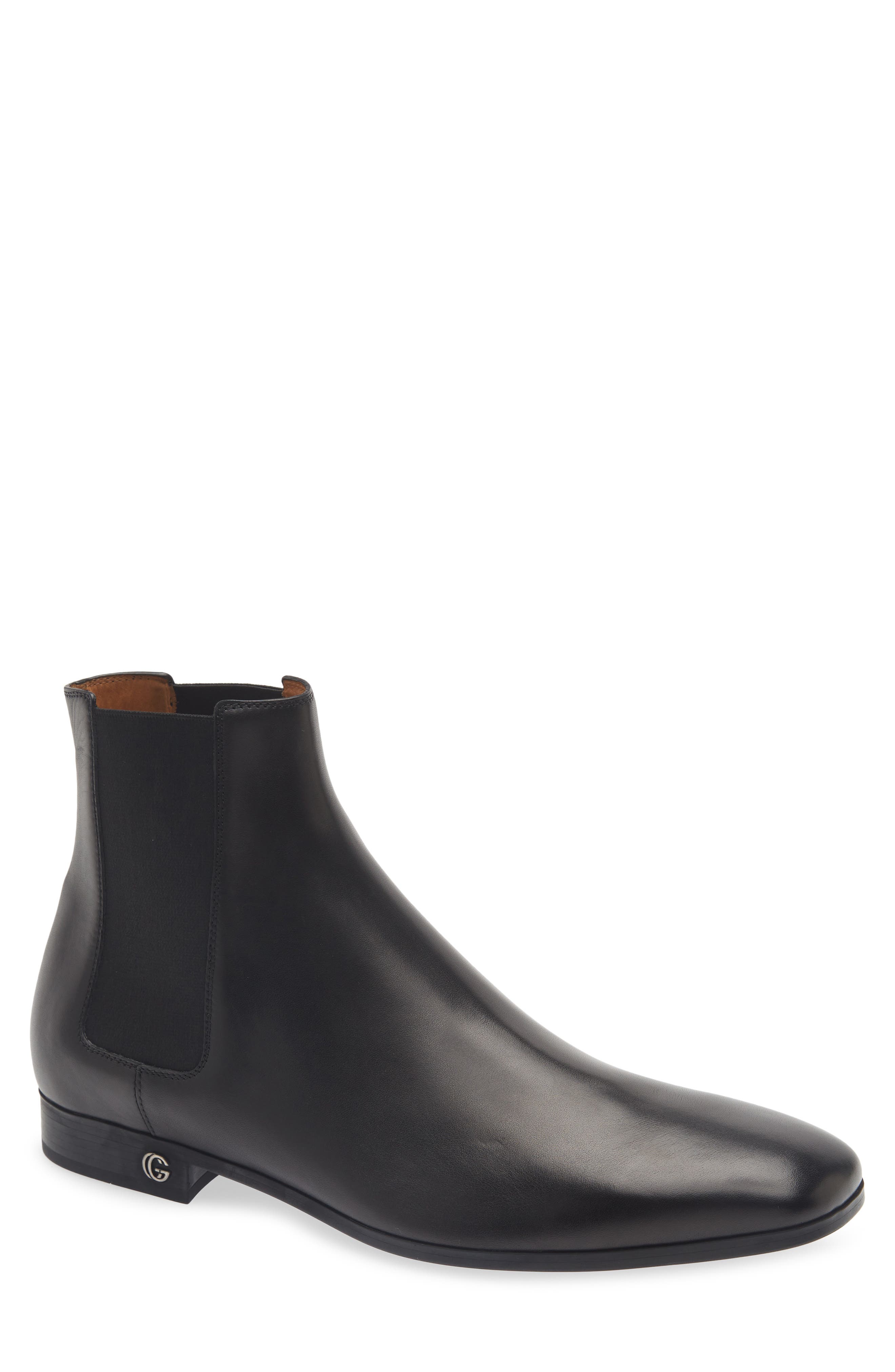 Narmada Leather Chelsea Boot, Main, color, BLACK/BLACK