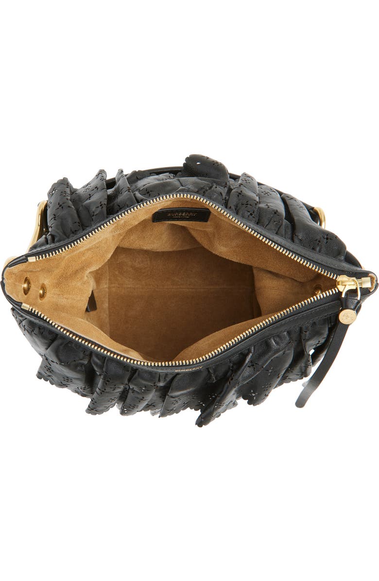 Burberry Mini Ruffle Leather Bag, Alternate, color, Black