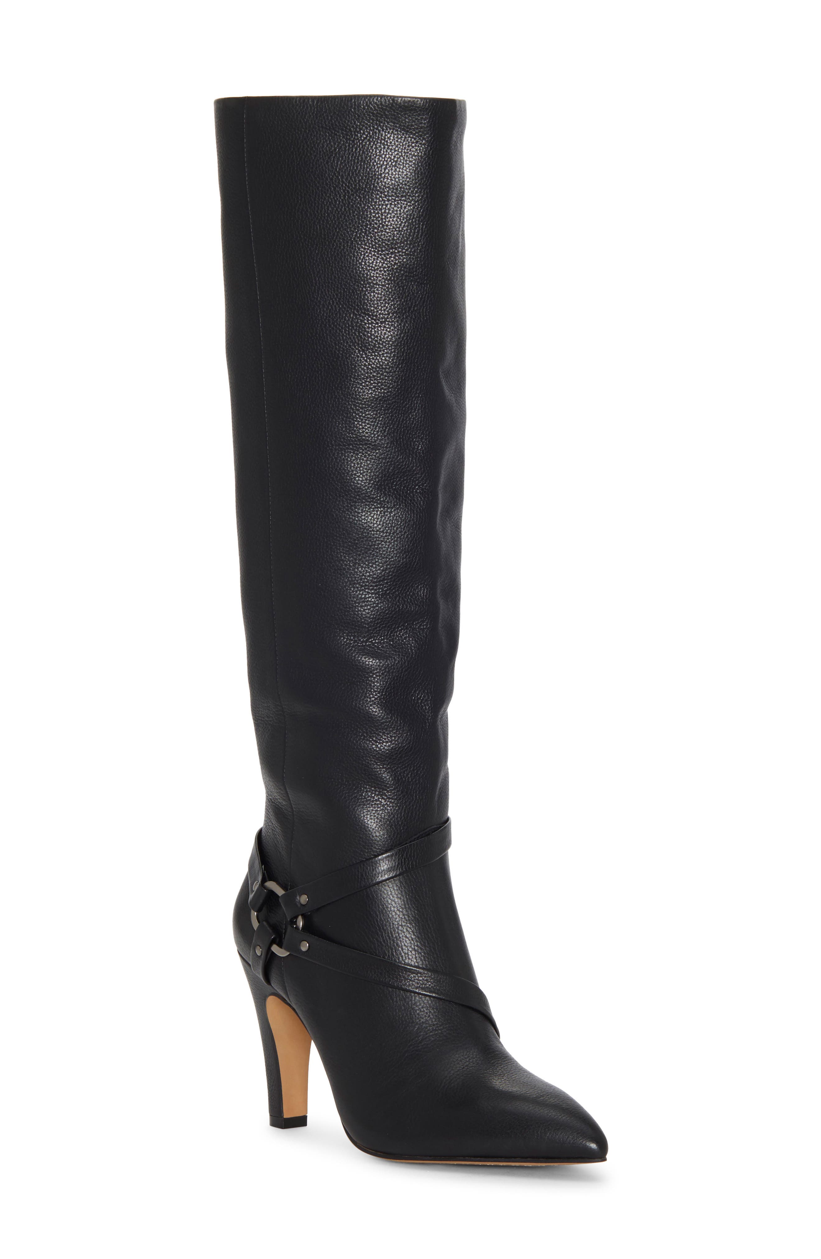 Charmina Knee High Boot, Main, color, BLACK LEATHER