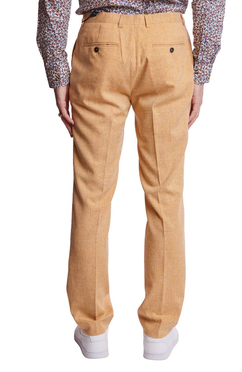 PAISLEY & GRAY Downing Slim Flat Front Crosshatch Dress Pants, Alternate, color, Mustard Melange