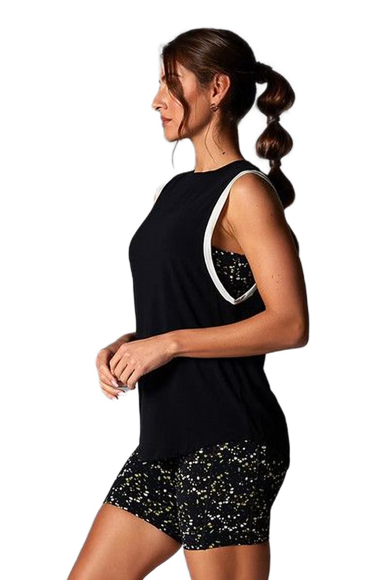 Tavi High Neck Muscle Tank, Alternate, color, Ebony