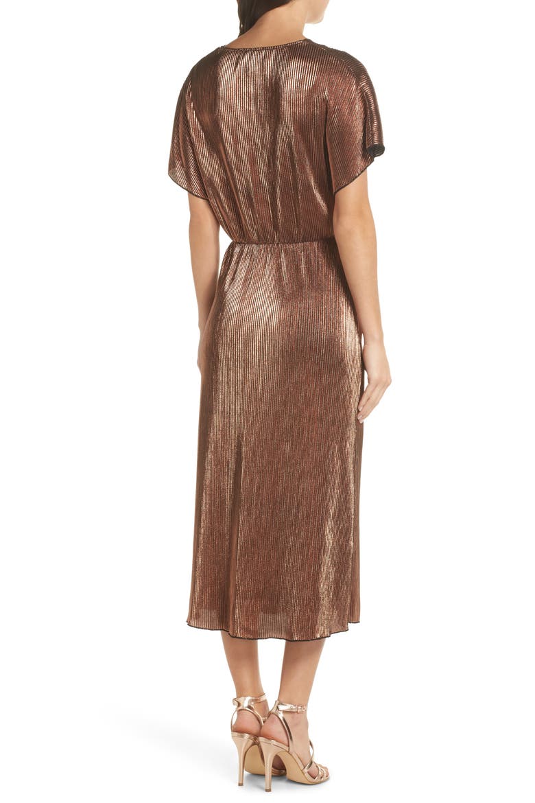 Crossover Midi Dress, Alternate, color, BRONZE