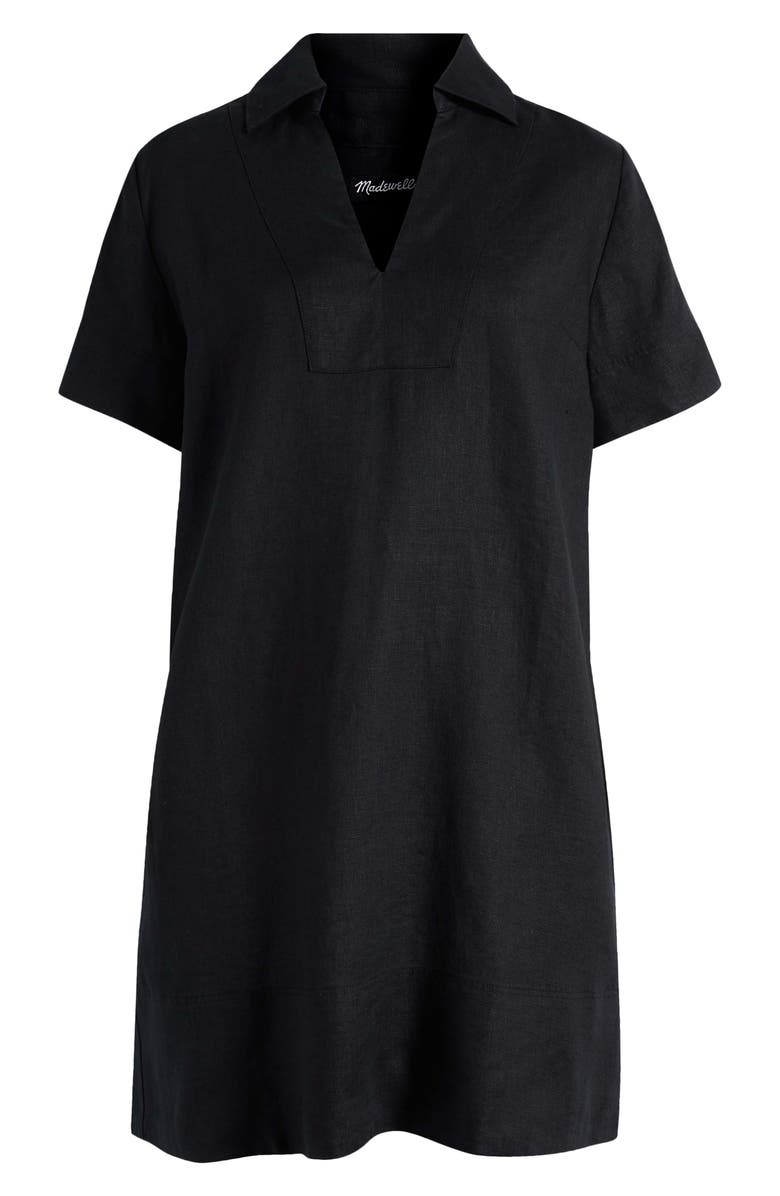Madewell Johnny Collar V-Neck Linen Minidress, Alternate, color, 